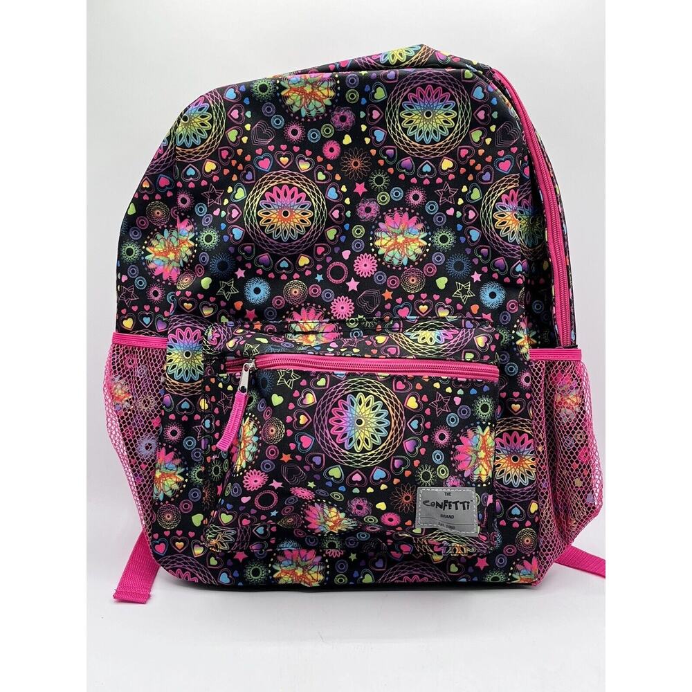 VTG Confetti Backpack Pink Multi Compartments Adjustable 1980